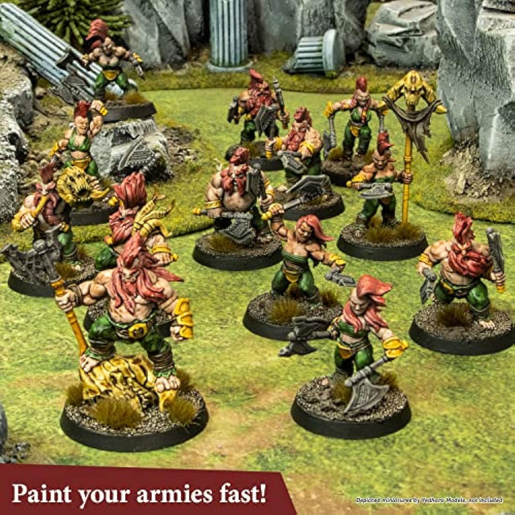 The Army Painter Speedpaint 2.0 Metallics Set Combo, 10 Bottles of Non Toxic Metal Contrast Acrylic Model Paint 18ml, 1 Free Speedpaint Brush and 1 Basecoating Brush for Miniature Fantasy Wargaming