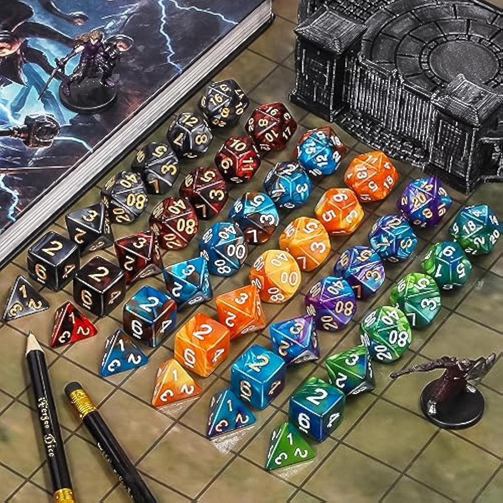 QMAY Polyhedral Dice, Dungeons and Dragons Dice Set 7 Sided Polyhedral DND for MTG RPG Game (20)