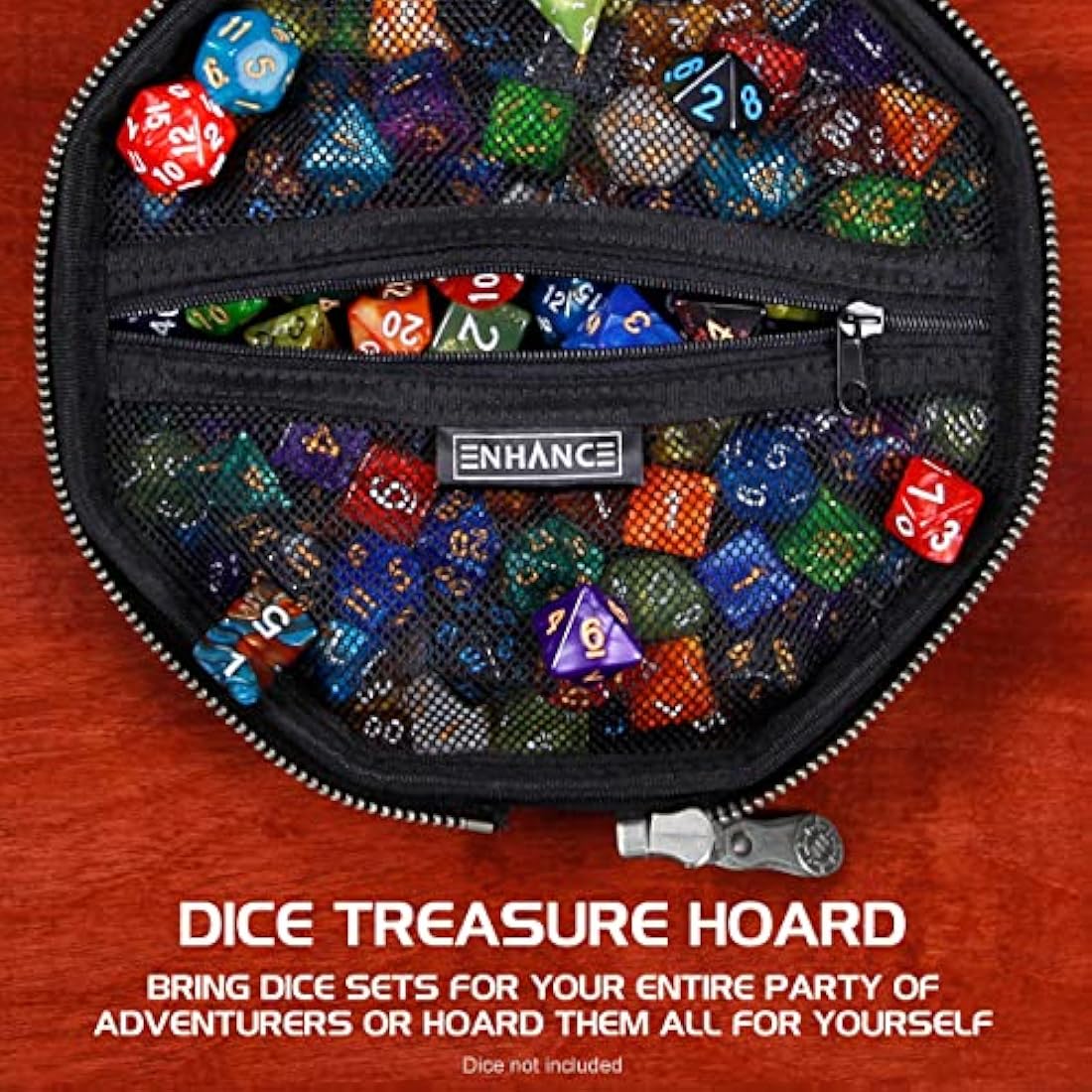 ENHANCE DND Dice Tray and Case - Collector's Edition DND Dice Holder up to 150 D&D Shakers with Hard Shell Exterior and Protective Soft Interior - Rolling Tray Perfect for Game Night (Dragon Purple)
