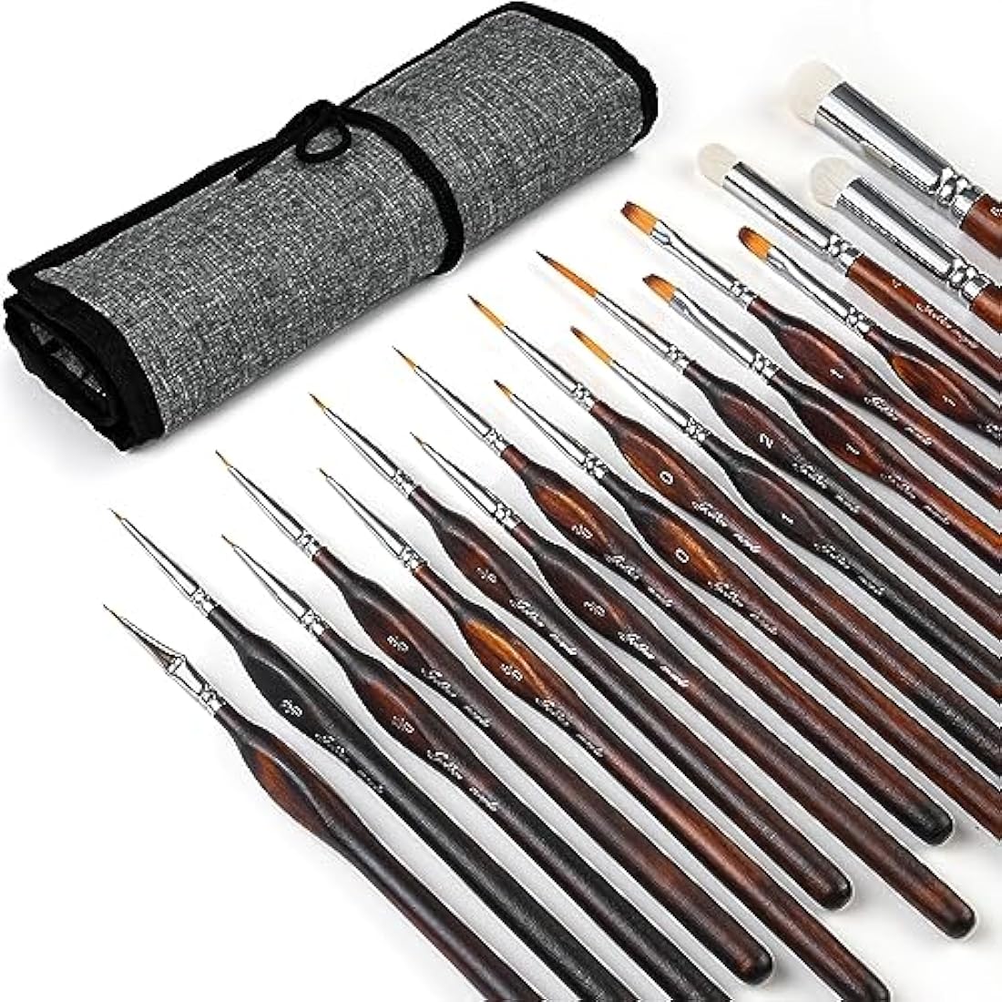 Golden Maple Miniature Paint Brushes Drybrush-18PCS Micro Detail Paint Brush Set, Small Fine Detail Model Brushes for Acrylics, Watercolors & Paint by Number, Figurine - Cocoa Brown