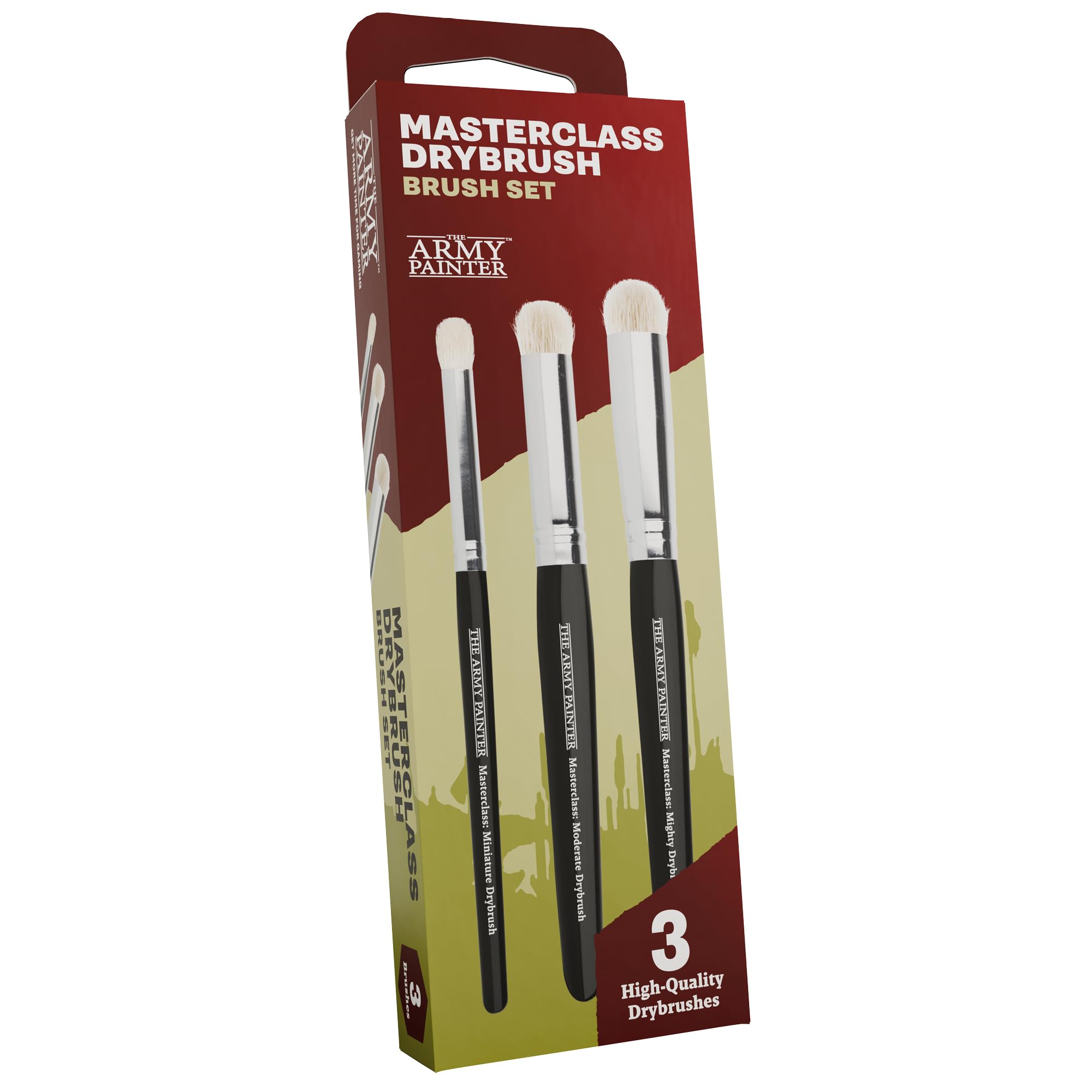 The Army Painter, Masterclass Drybrush Set, 3 Sizes Hobby Drybrushes, Goat Hair Brush Set: 15mm Mighty Drybrush, 12mm Moderate Drybrush, 7mm Miniature