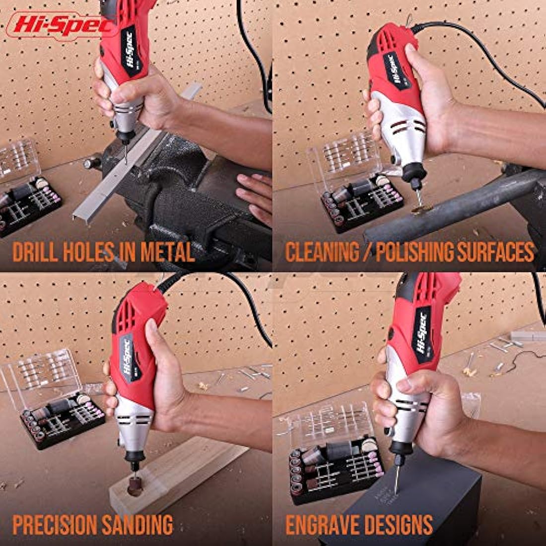 Hi-Spec Rotary Tool Kit Set 170W 1.4A with 121 Piece Dremel Compatible Bit Accessories. Drill, Cut, Trim, Grind & Sand in DIY Repairs, Hobbies & Craftwork