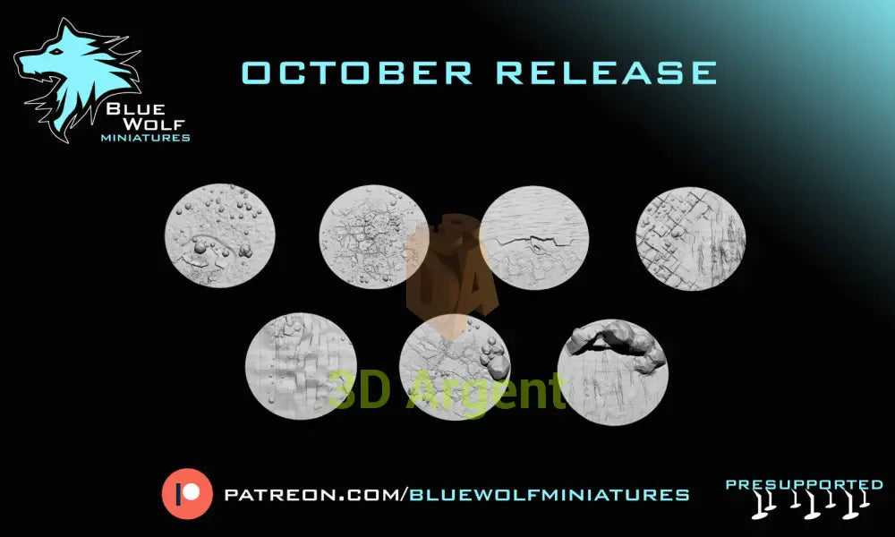 7 Rock themed - Star Wars Legion 3D Printed Resin BlueWolf Bases