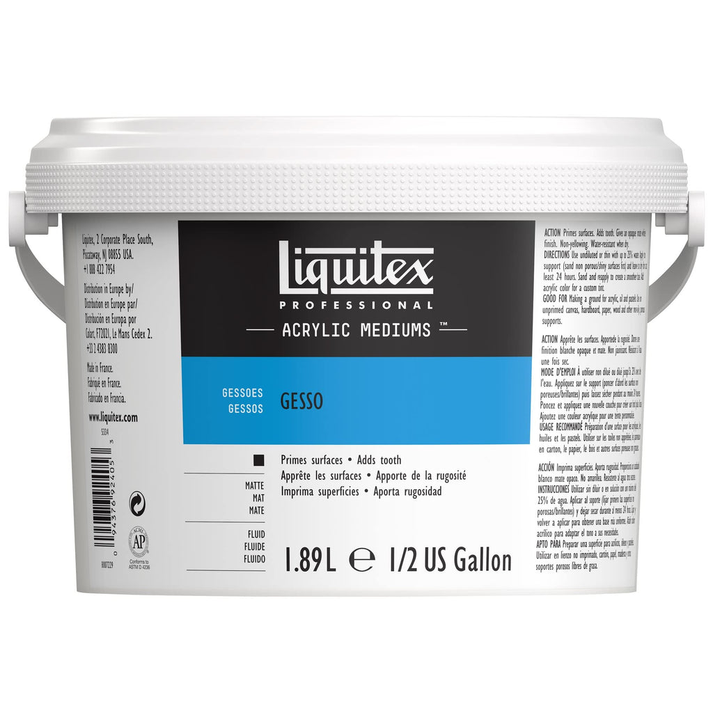 Liquitex Professional Acrylic Medium for Acrylic and Oil Paint, White Gesso Surface Prep, 1.89 L