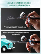 Oasser Airbrush Compressor Kit, Dual Action Airbrush Suit 36PSI, 0.2 0.3 0.5 mm Nozzle for Model, Tattoo, Makeup, Cake