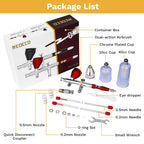 NEOECO SJ83 Airbrush, Self-Centring Plug-in Nozzle0.2, 0.3 & 0.5mm Nozzle Sets and 1/3 oz Cup, Dual-Action Gravity Feed Airbrush with 1/3 oz,2/3