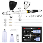 NEOECO SJ83 Airbrush, Self-Centring Plug-in Nozzle0.2, 0.3 & 0.5mm Nozzle Sets and 1/3 oz Cup, Dual-Action Gravity Feed Airbrush with 1/3 oz,2/3