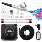 Oasser Airbrush Compressor Kit, Dual Action Airbrush Suit 36PSI, 0.2 0.3 0.5 mm Nozzle for Model, Tattoo, Makeup, Cake