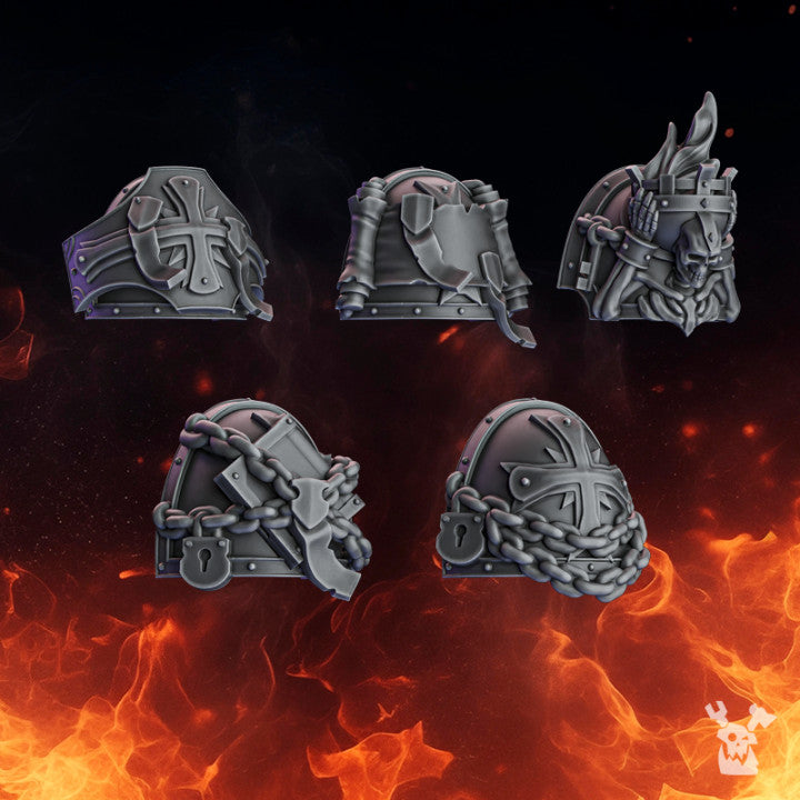 Crusader Shoulder Pads | Pactum Aeternum | Conversion Bits For 28mm 32mm Sci-fi Space Knights