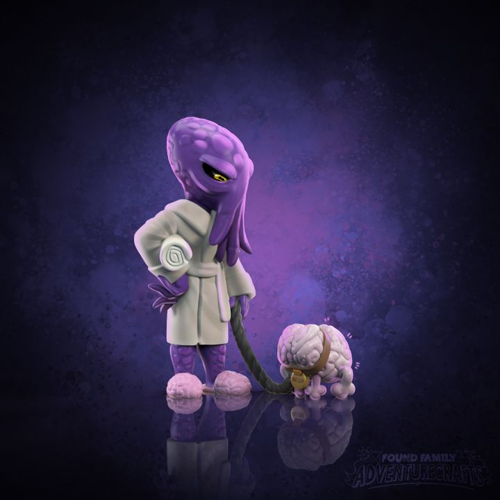 Cozy Mind Flayer Walkies Time - with Intellect Devourer Oversized Miniature