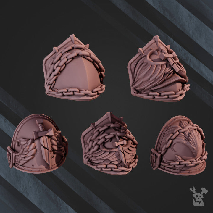 Shoulder Pads | Winged Lions | Sci-Fi Grimdark Custom Bitz Wargaming Miniatures 28mm 32mm