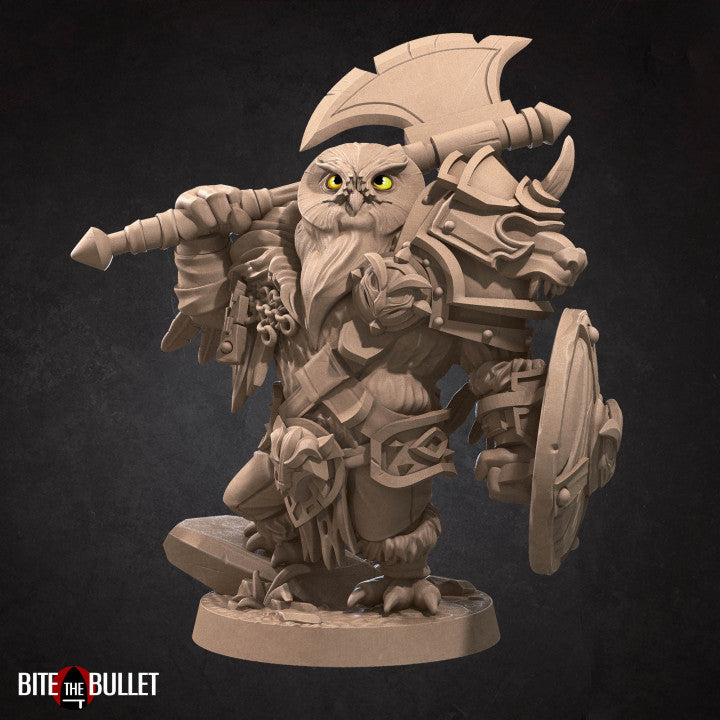 Barbarian A | Owlfolk | Fantasy Miniature | Bite the Bullet