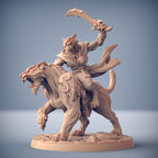 Rakshatiger Rider Miniatures | Rakshakin Headhunter | Fantasy D&D Miniature | Artisan Guild