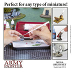 The Army Painter Wargames Mega Brush Set - 10 Miniature Paint Brushes Including Free Masterclass Kolinsky Sable Hair Brush and Detail Paint Brush with