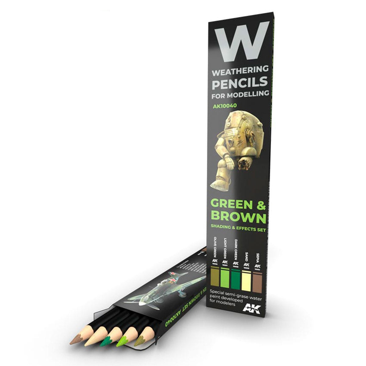 AK Interactive Watercolor Pencils Set - Green & Brown Camouflages AK10040