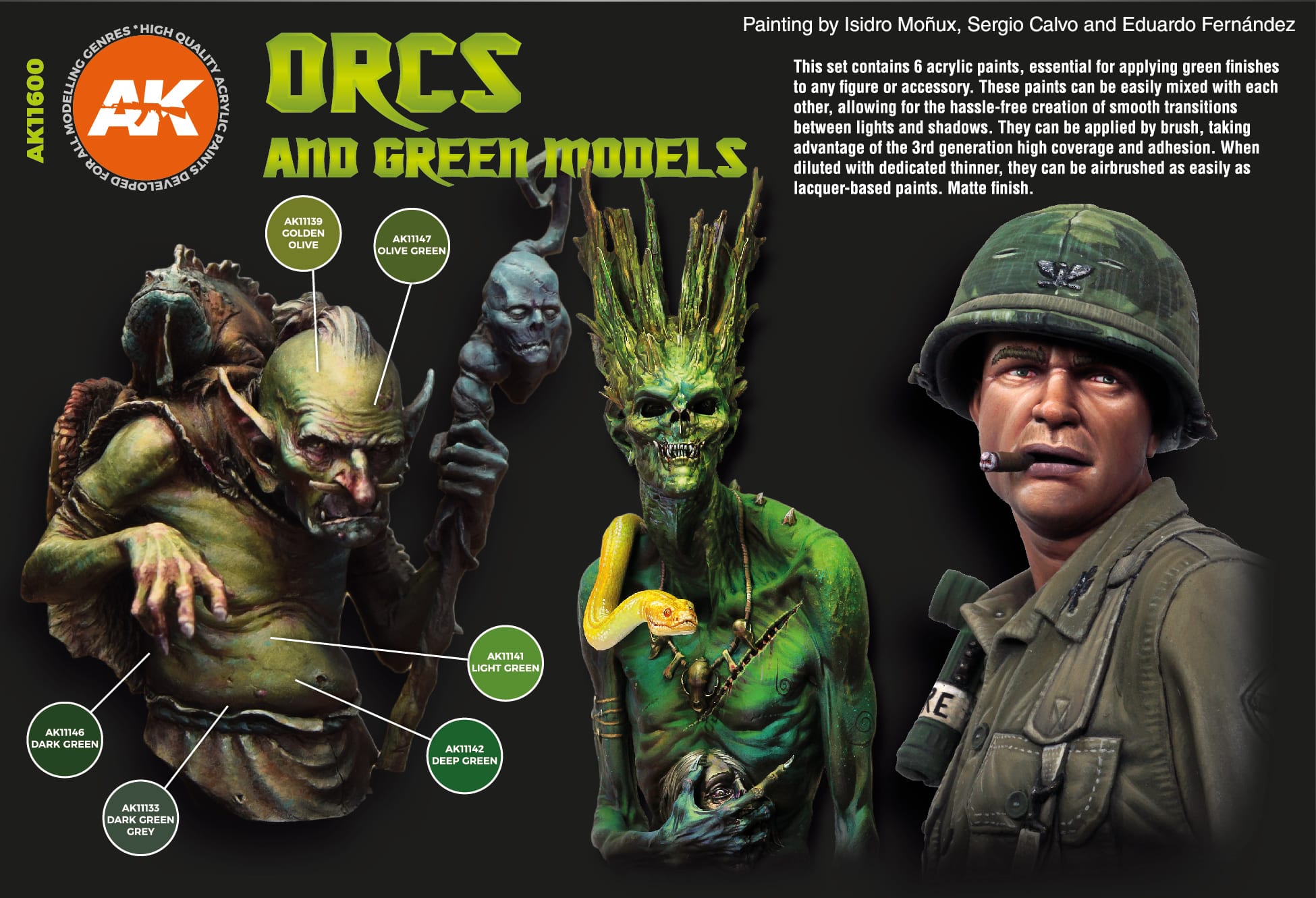 AK Interactive 3rd Gen Acrylics Orcs & Green Creatures Set (AK11600)