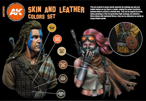 AK Interactive 3rd Gen Acrylic Skin & Leather Colors Set AK11613