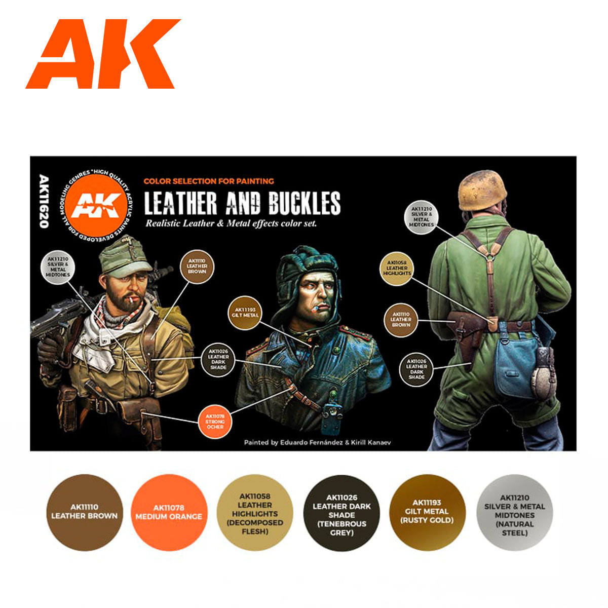 AK Interactive 3rd Gen Figure Paint Set - Leather and Buckles