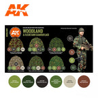 AK Interactive 3rd Gen Figure Paint Set - Woodland & Flecktarn Camouflages