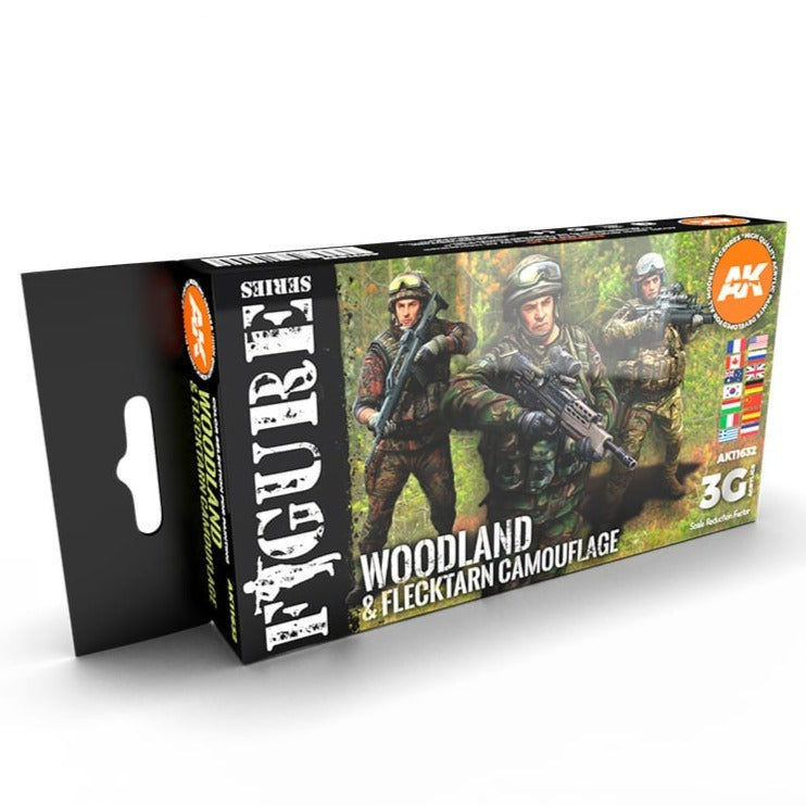 AK Interactive 3rd Gen Figure Paint Set - Woodland & Flecktarn Camouflages