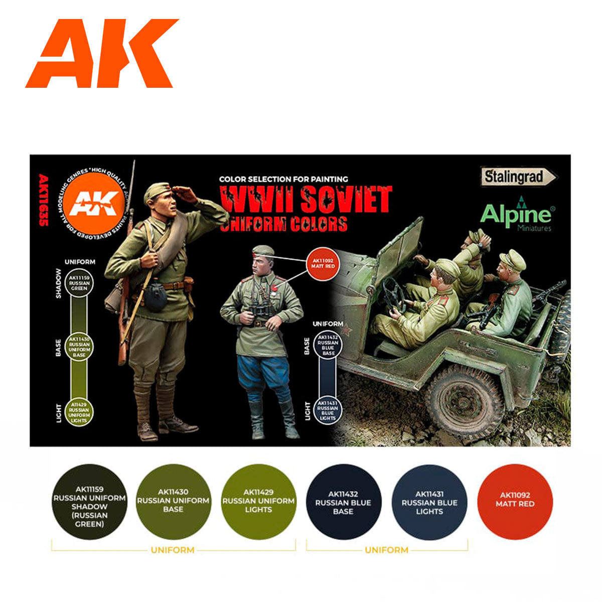 AK Interactive 3rd Gen Figure Paint Set - Soviet WWII Uniform Colors