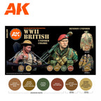 AK Interactive 3rd Gen Figure Paint Set - WWII British Uniform Colors