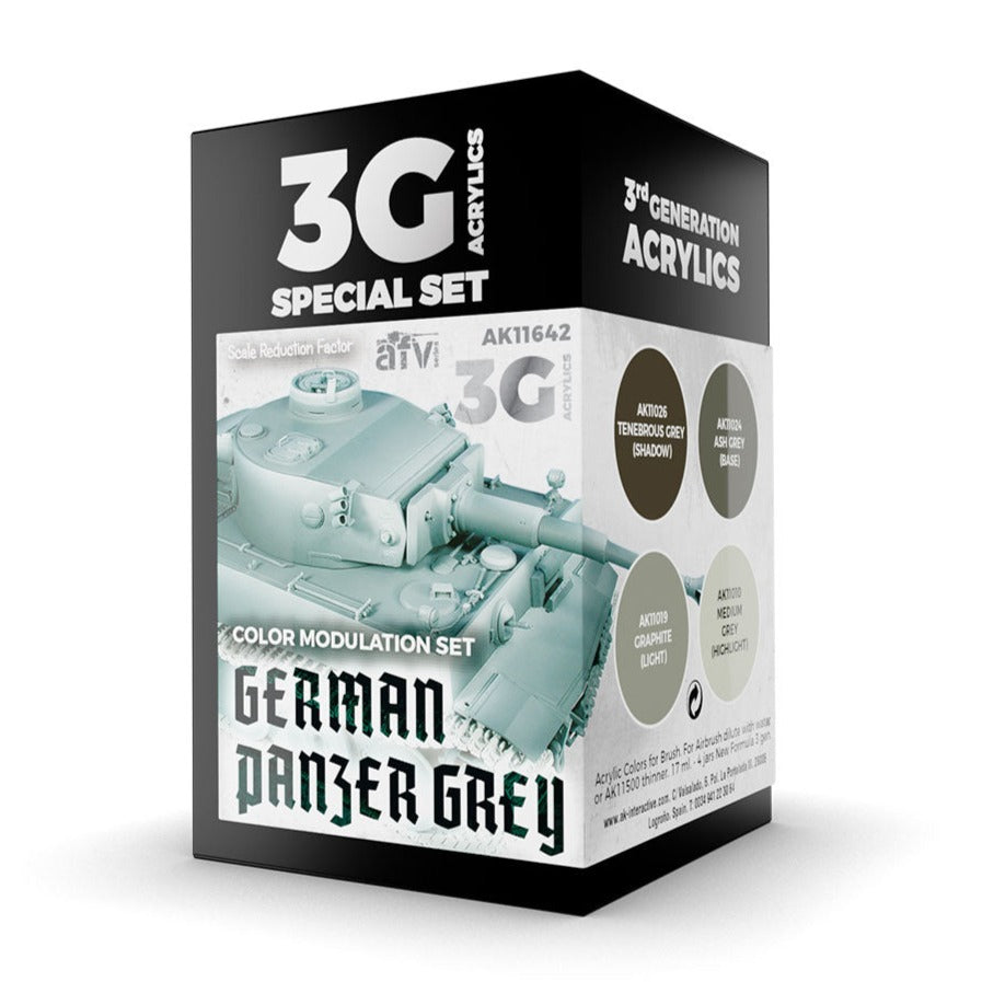 AK Interactive 3rd Gen AFV Paint Set - German Panzer Grey Modulation Set AK11642