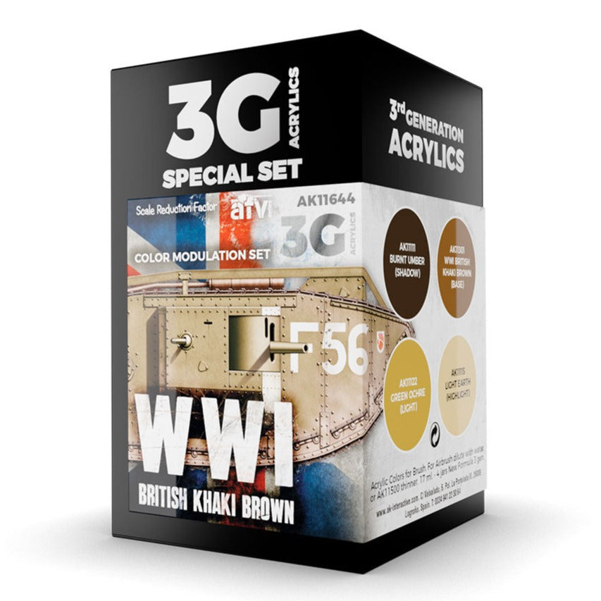 AK Interactive 3rd Gen AFV Paint Set - WWI British Colors Modulation Set AK11644