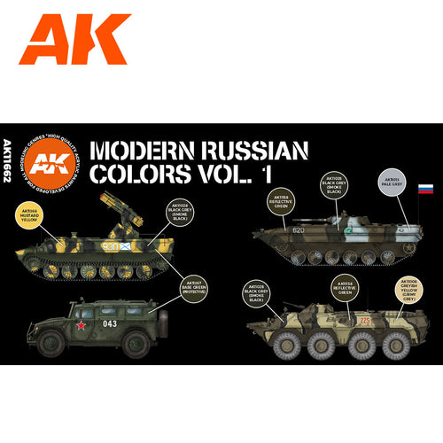 AK Interactive 3rd Gen AFV Paint Set - Modern Russian Colors Vol 1