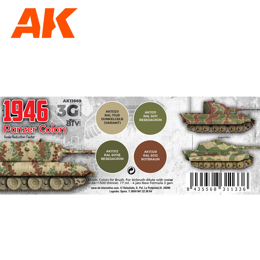 AK Interactive 3rd Gen AFV Paint Set - Panzer Colors 1946 AK11669