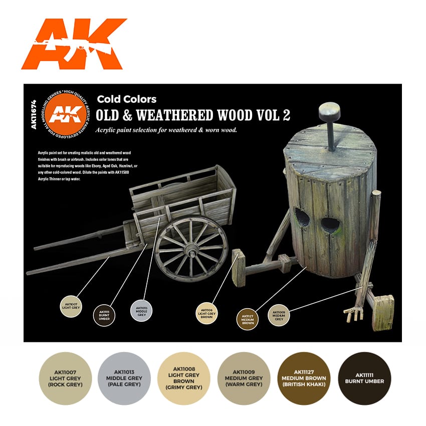 AK Interactive 3rd Gen Acrylic Old & Weathered Wood Vol. 2
