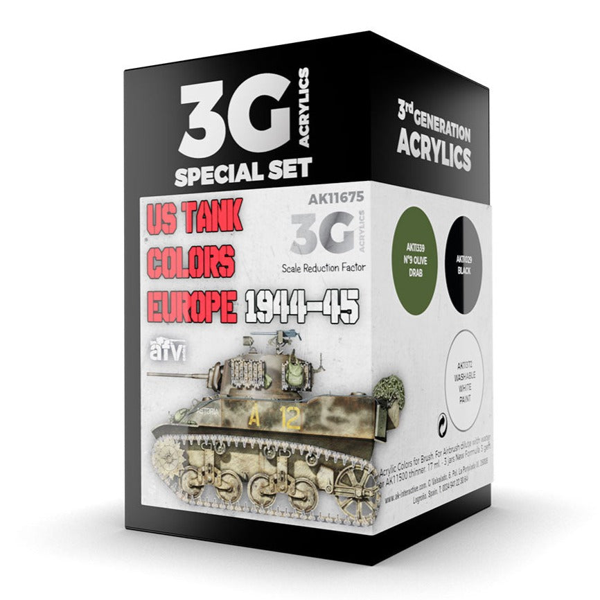 AK Interactive 3rd Gen AFV Paint Set - US Tank Colors Europe 1944-45 AK11675