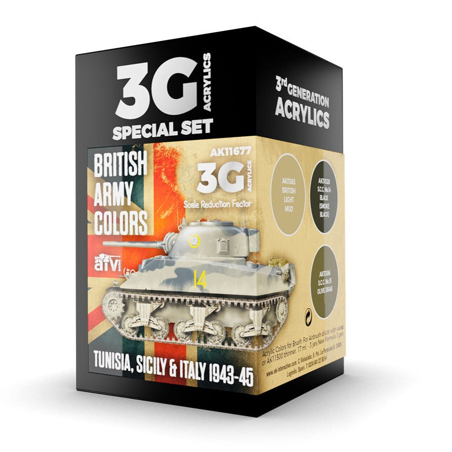 AK Interactive 3rd Gen AFV Paint Set - British Army Colors Tunisia, Sicily & Italy 1943-45 AK11677