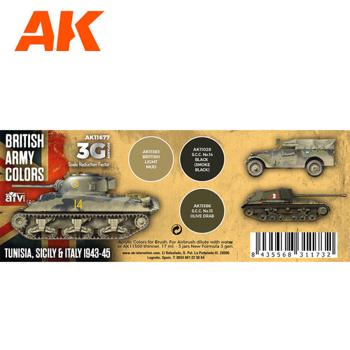 AK Interactive 3rd Gen AFV Paint Set - British Army Colors Tunisia, Sicily & Italy 1943-45 AK11677