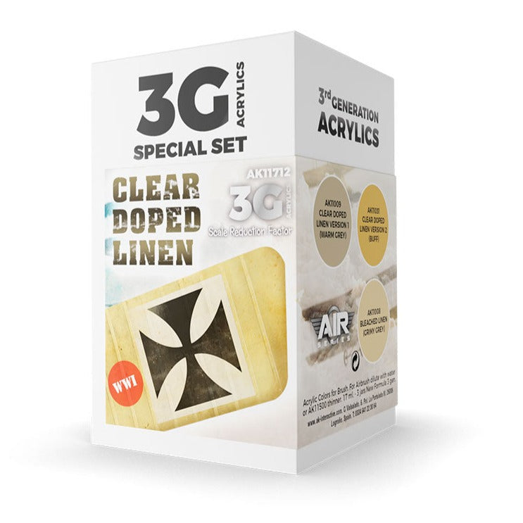 AK Interactive 3rd Gen Aircraft Paint Set - Clear Doped Linen SET 3G