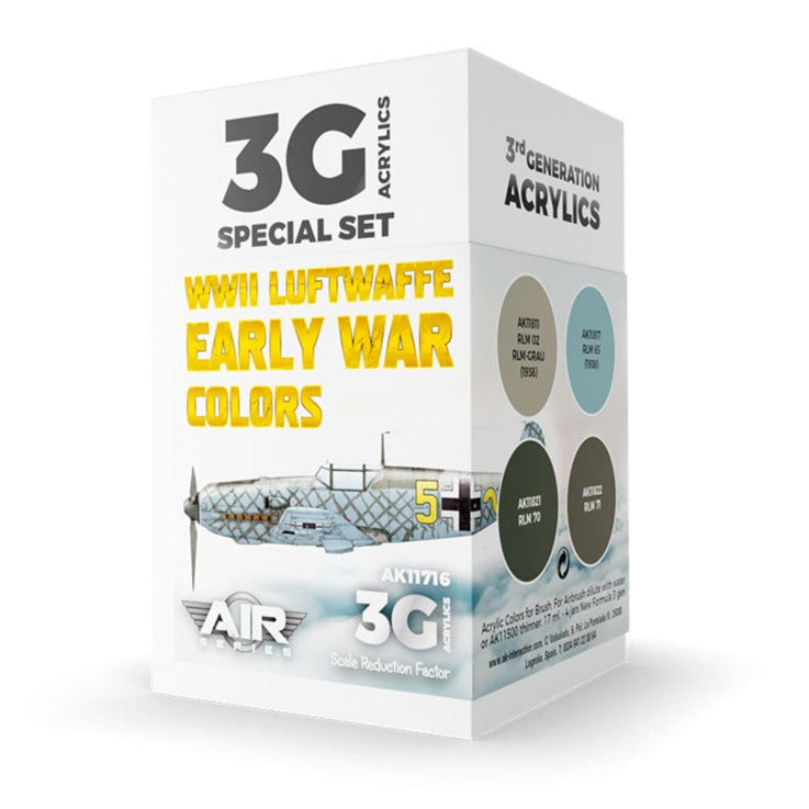 AK Interactive 3rd Gen Aircraft Paint Set - WWII Luftwaffe Early War Colors Set