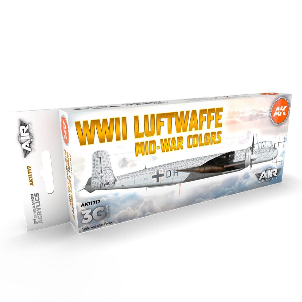 AK Interactive 3rd Gen Aircraft Paint Set - WWII Luftwaffe Mid-War Colors Set