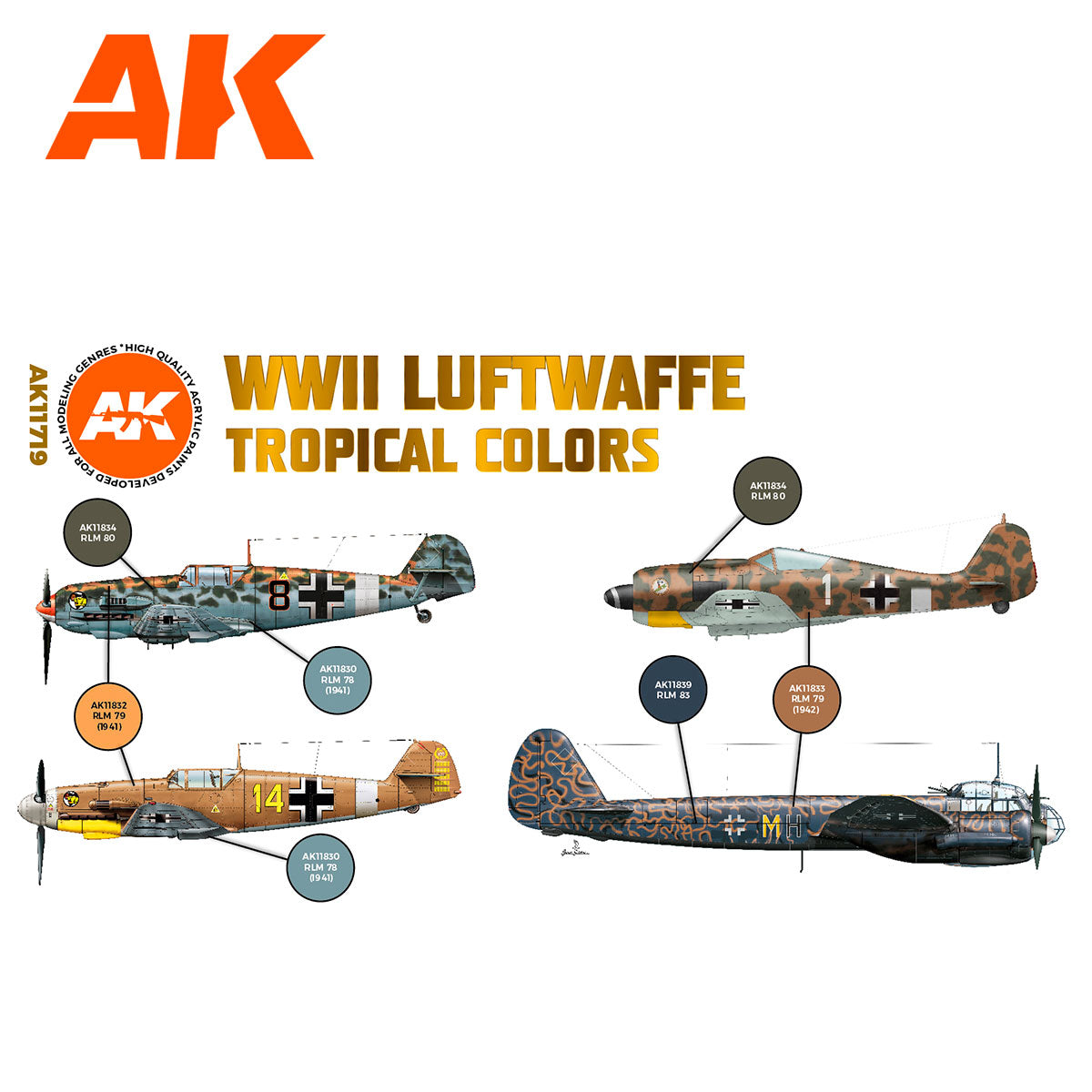 AK Interactive 3rd Gen Aircraft Paint Set - WWII Luftwaffe Tropical Colors Set