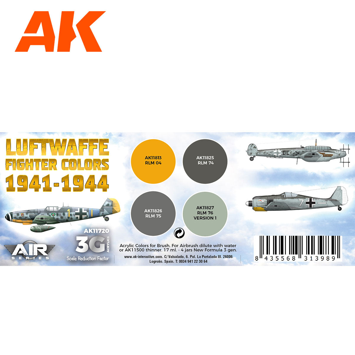 AK Interactive - Luftwaffe Fighter Colors 1941-1944 Set 3G