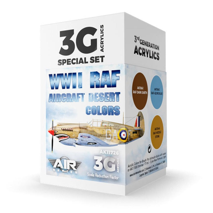 AK Interactive 3rd Gen Aircraft Paint Set - WWII RAF Aircraft Desert Colors Set