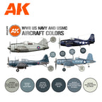 AK Interactive 3rd Gen Aircraft Paint Set - WWII US Navy & USMC Aircraft Colors Set