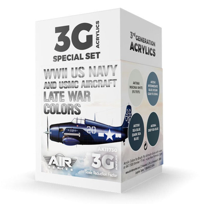 AK Interactive 3rd Gen Aircraft Paint Set - WWII US Navy & USMC Aircraft Late War Colors Set