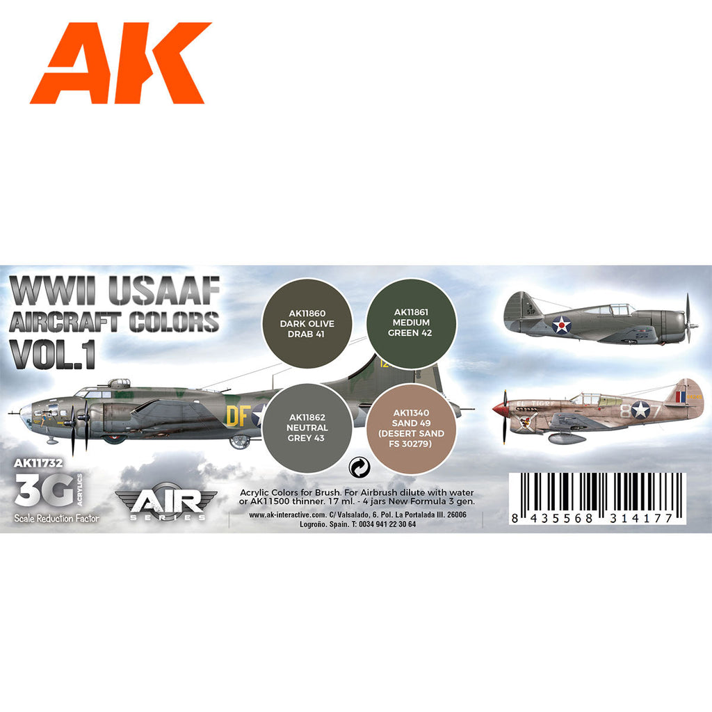 AK Interactive - WWII USAAF Aircraft Colors Vol.1 Set 3G