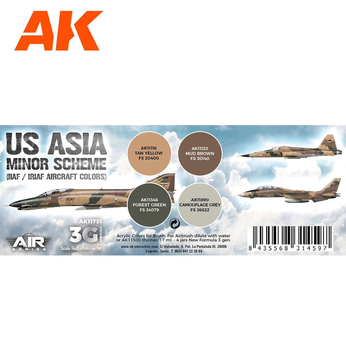 AK Interactive - US Asia Minor Scheme (IIAF/IRIAF Aircraft) Set 3G