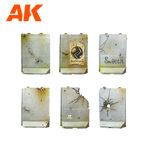 AK Interactive Defensive Walls Wargame Set (Resin 30-35mm) AK1356