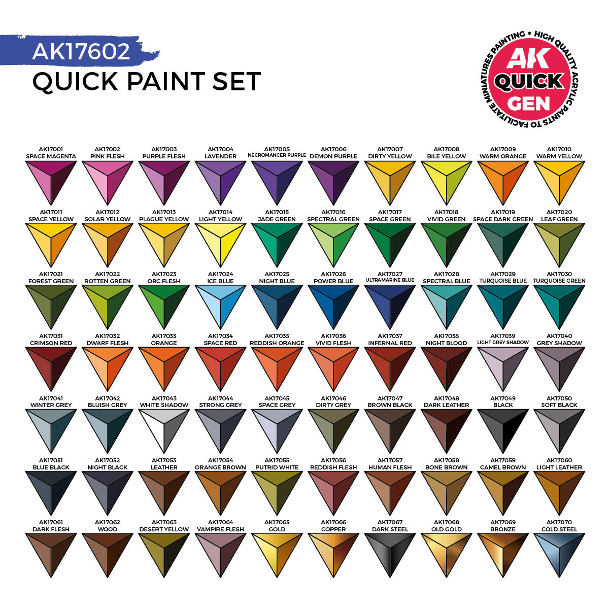 AK Interactive Quick Gen Paint Set - 72 Colors & 2 Brushes