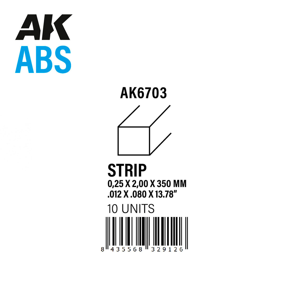 AK Interactive - Strips 0.25mm x 2mm x 350mm - ABS Strip