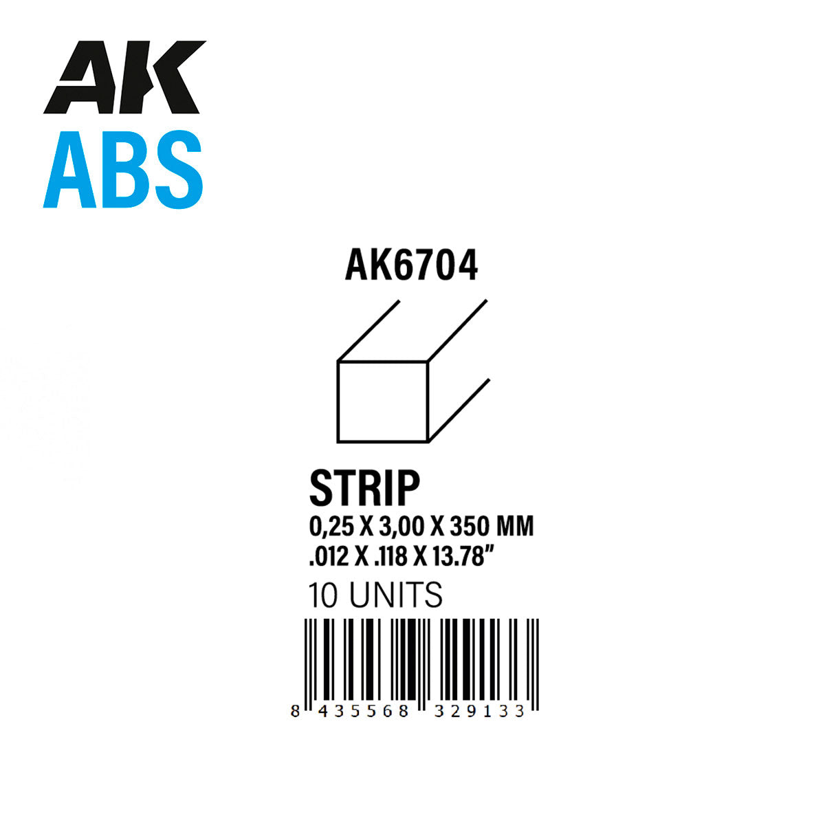 AK Interactive - Strips 0.25mm x 3mm x 350mm - ABS Strip