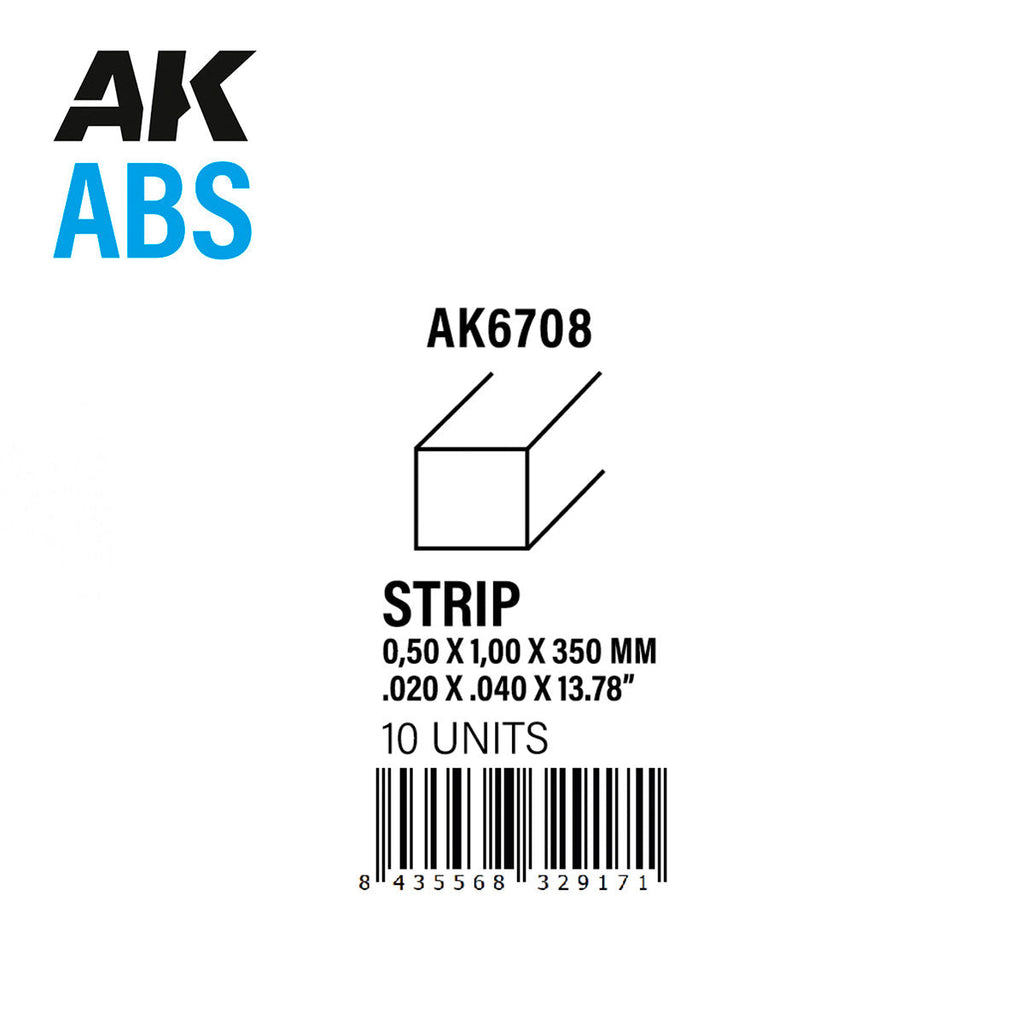 AK Interactive - Strips 0.5mm x 1mm x 350mm - ABS Strip