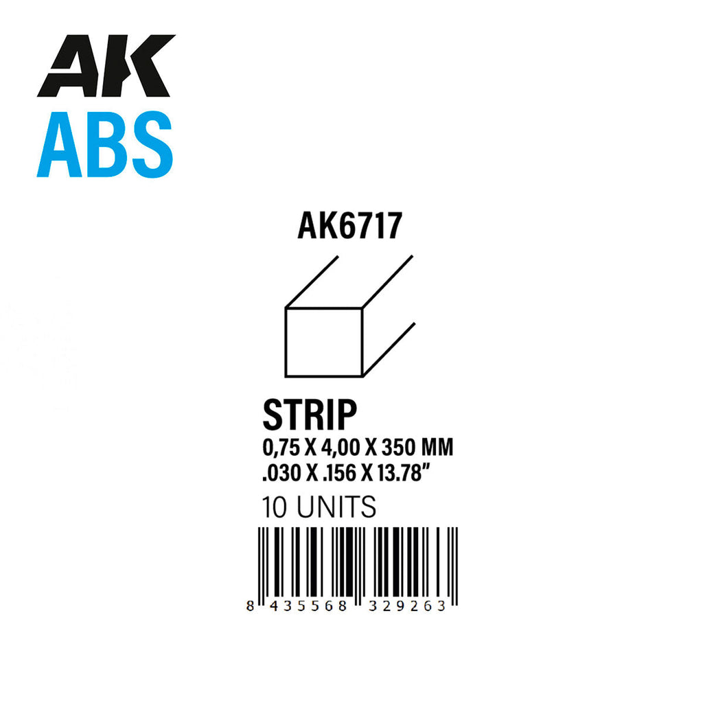 AK Interactive - Strips 0.75mm x 4mm x 350mm - ABS Strip